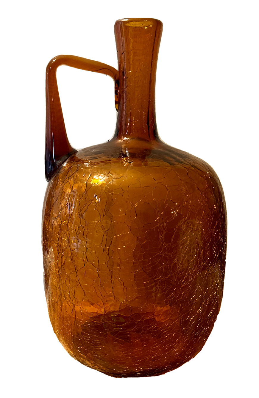 Vintage Blenko 6526 Amber Honey Glass Jug Joel Myers 14.25" MCM Decanter Vase